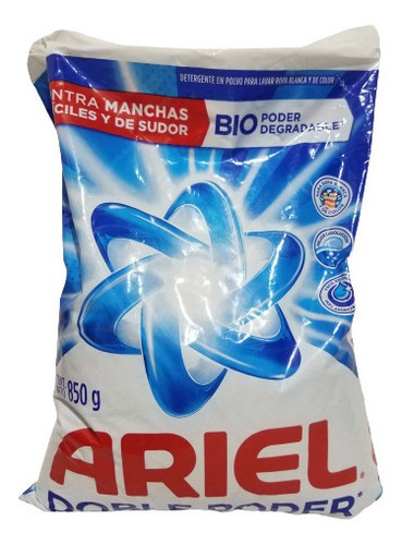 Detergente Ariel Doble Poder Para Ropa, Bolsa De 850 Gramos 