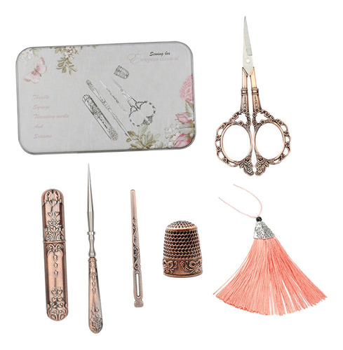 Herramientas De Costura De Bordado Vintage Tijeras Estuche