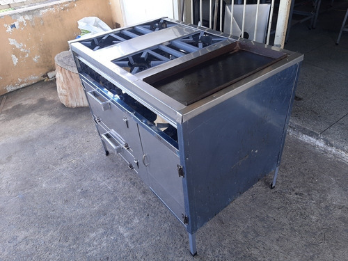 Cocina Industrial De 4 Hornilla Plancha Y Horno
