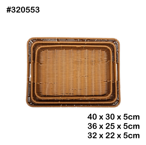 Set 3 Canasta De Plastico Trenzado Rectangular 40cm #320553