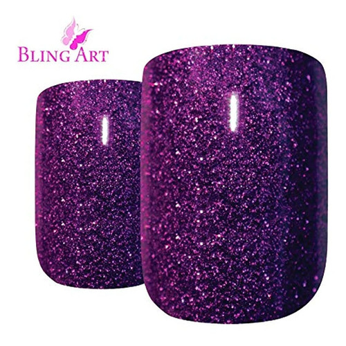 Bling Art - Juego De 24 Uñas Postizas, Color Rosa