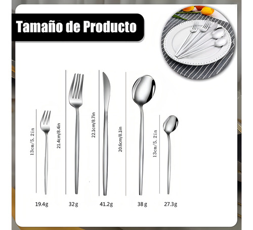 Juego De 40 Cuchillos, Tenedores Y Cucharas De Acero Inoxidable Plateado