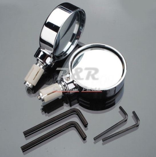 Retrovisor Cafe Racer Bobber Custom Ponta Guidão Cromo - Par