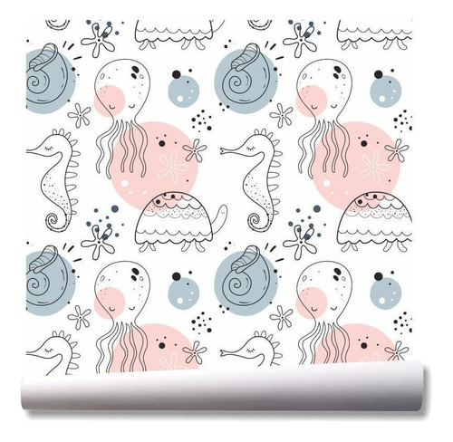 Papel De Parede Tartaruga Fundo Do Mar Kit 02 Rolos A86