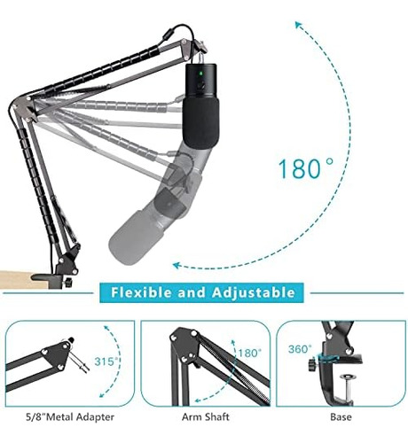 Razer Seiren X Mic Boom Arm Stand Con Filtro Pop, Compatible