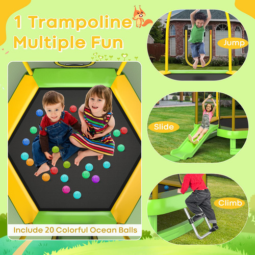 Goplus Trampolín Para Niños De 7 Pies Con Tobogán Trampolín
