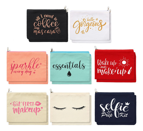 16 Paquetes De Bolsas De Maquillaje, Multicolor, Divertidas