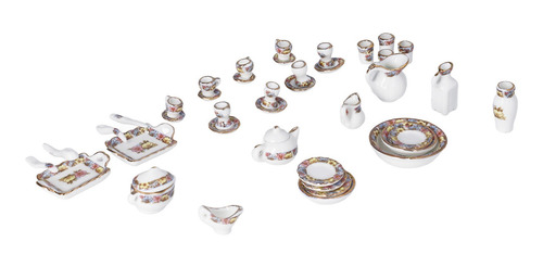 Juego De Juguetes De Porcelana Para Fiesta De Té, 1:12, Simu