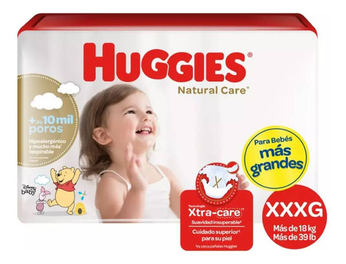 Pañales Huggies Natural Care sin género XXXG x 48 unidades