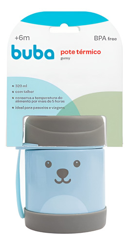 Pote Térmico Com Talher Infantil Gumy Azul 320 Ml Buba