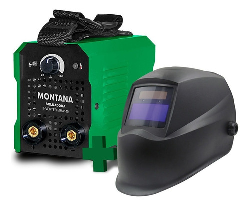 Soldadora Inverter Montana 130 Amp + Careta Fotocromática Color Verde