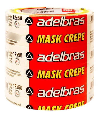 Fita Crepe Mask Fina Para Pintura 12mm X 50m Kit C/ 9 Rolos Cor Branco Liso