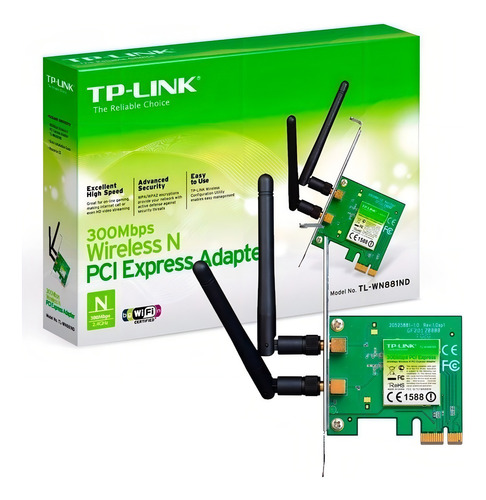Adaptador Pci Express Wireless N de 300 Mbps TP-Link TL-WN881nd