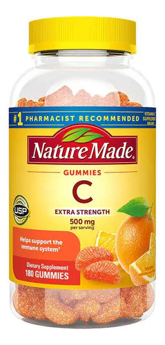 Nature Made Vitamina C 500 Mg Extra Fuerte 180 Gomitas Adult Sabor Naranja