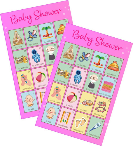 Lotería Baby Shower Imprimible Niña 100 Tablas