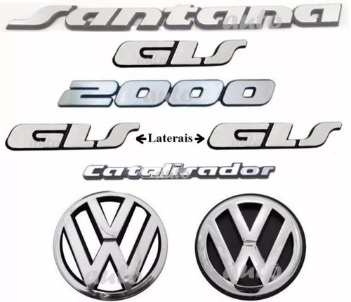 Kit Completo 8 Emblemas Insignias Logo Vw Santana 2000 Gls 