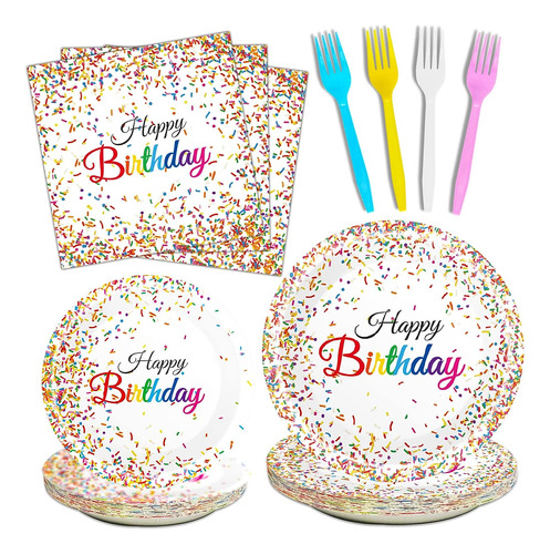 Kit De Platos De Fiesta Tevxj P/ 24 Personas, De Confetti