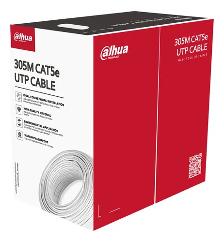 Dahua Bobina De Cable Utp Blanco 100% Cobre Cat 5e 305 Mts
