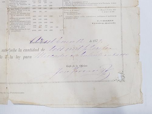 Imagen 4 de 9 de Antigua Patente 25 De Mayo 1878 Venta + Sello 3000 Mag 58064