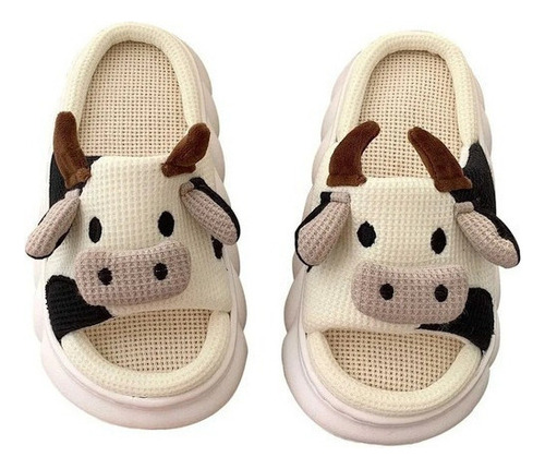 Lindas Pantuflas De Vaca Para Mujer Hogar Interior Y Exterio