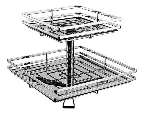 Fruteira Giratória Vidro Quadrada Dupla Bancada Cromado