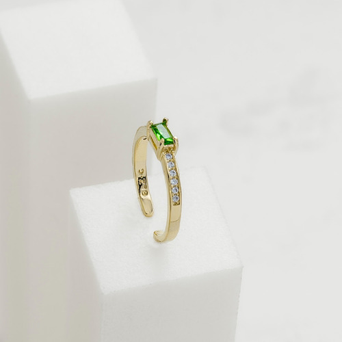 Anillo Monarchy Verde Ajustable Oro Laminado 18k