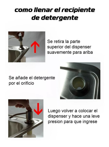 Imagen 10 de 10 de Bacha Cocina Pileta Simple Acero Inoxidable Dosificador 56cm