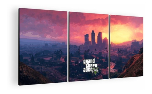 Cuadro Decorativo Mural Triptico Gta 5 126x60 Mdf