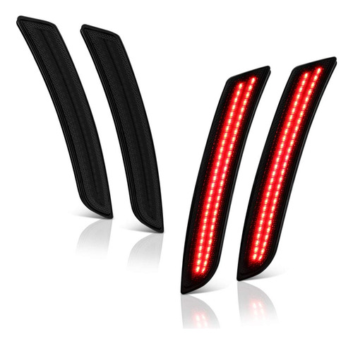 4 Pieza Lente Ahumada Led Frontal Rojo Completo + Luz Para