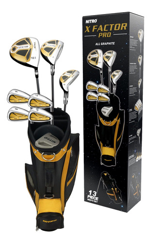 Golf 13 Pieza Para Hombre Color Grafito Zurdo Dorado