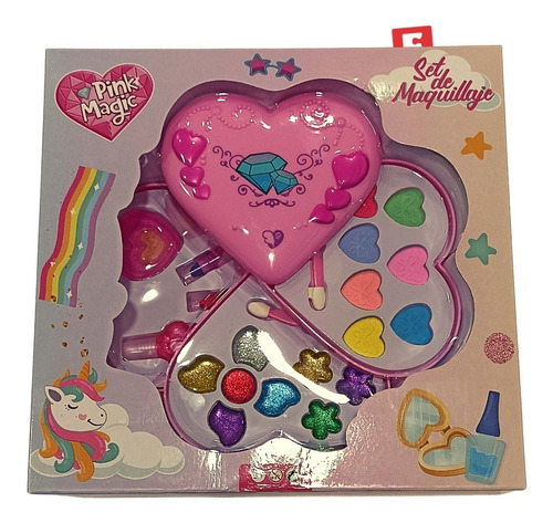 Imagen 2 de 7 de Maquillaje Nenas Infantil Set Completo Corazon 3 Pisos Puppa
