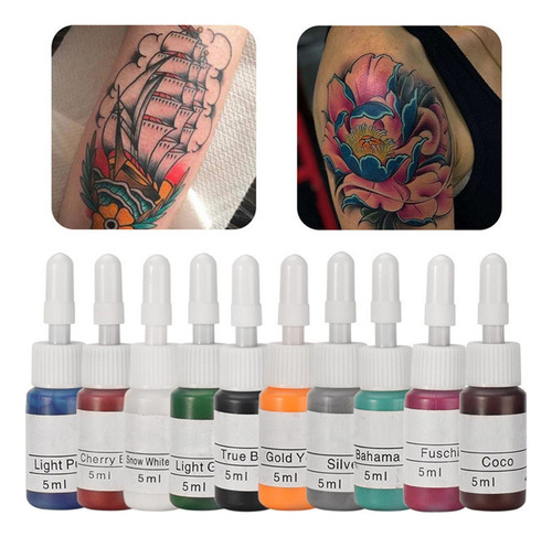 Kit Tintas Profesional Para Tatuar Tatuajes 5ml 10 Colores