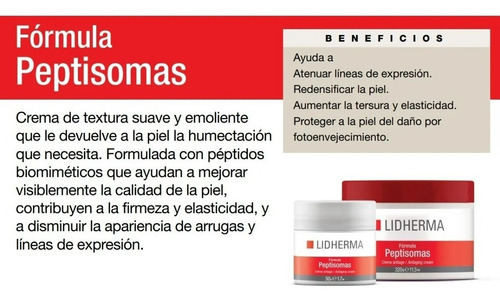 Peptisomas Crema Rejuvenecedora Flacidez Arrugas Lidherma