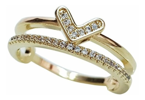 Anel Feminino Diamante Sintético Banhado Ouro Amarelo 18k