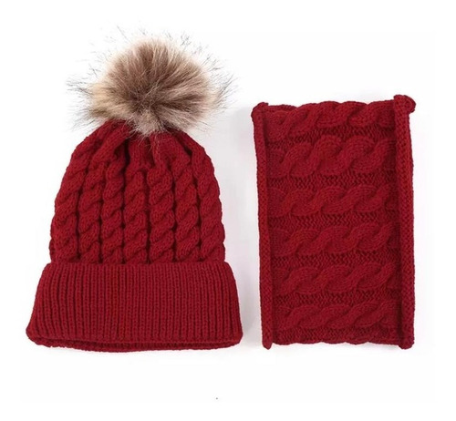 Gorro Con Bufanda De Lana Para Bebés Y Niños Unisex Invierno