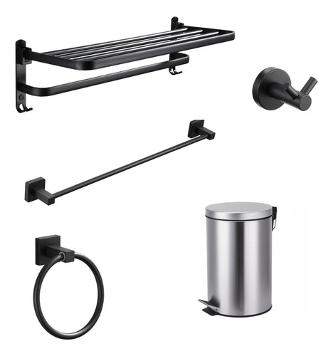 Set Para Baño En Color Negro Estilo Industrial