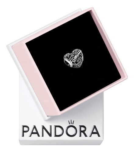 Charm Pandora Family Heart De Plata De Ley Con Caja De Regal