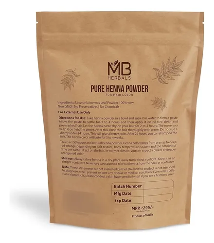 Henna En Polvo 100% Puro Para Cabello Rojo Anaranjado 8 Oz