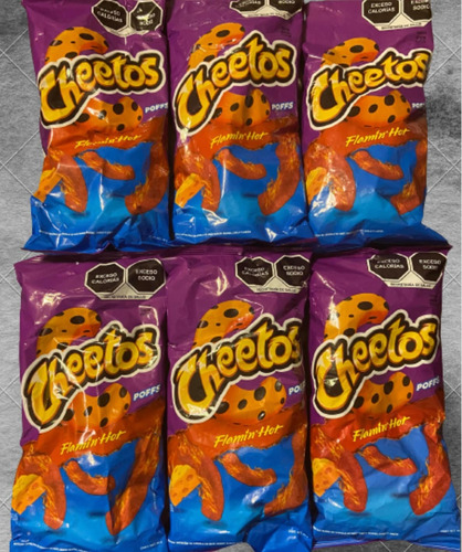 Cheetos Poffs Flamin' Hot (5 Bolsas De 44 Gr. C/u). Sabritas