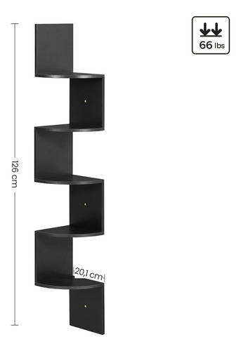 Estantería De Esquina De 5 Niveles Vasagle De Zigzag Color Negro