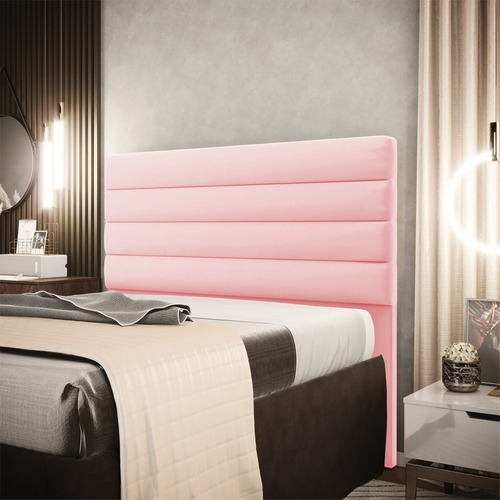 Cabeceira California Para Cama Box King 190 Cm Suede Cor Rosa Bebê