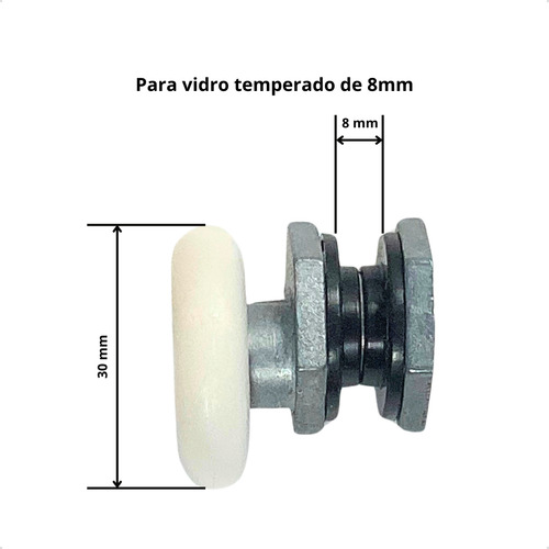 Roldana Box Vidro Banheiro Blindex Eutudo 2 Unidades Metal Rolamento Blindado Alta Resistencia Suave