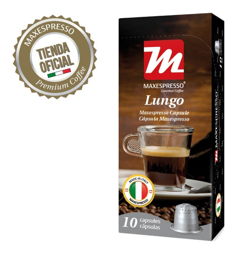 Cápsulas De Café Maxespresso Lungo - Intensidad 5 - 10u