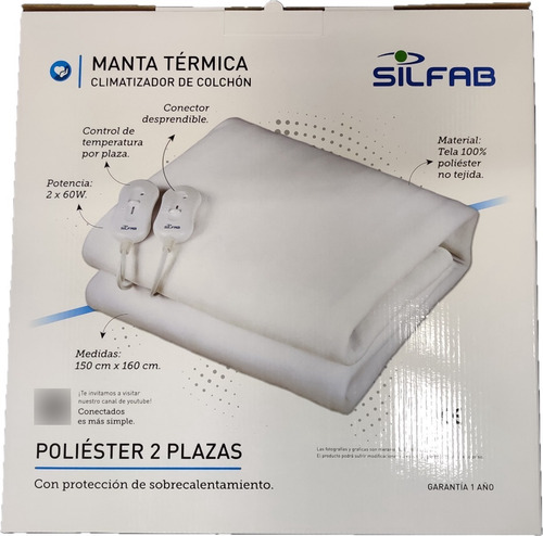 Imagen 6 de 8 de Manta Termica Climatizador 2 Plazas 3 Niveles Silfab Mtd 100