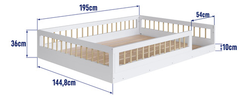 Cama Doble Montessori De Transición Infantil Afecto Blanco