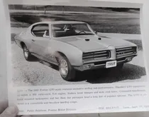 Comprar Foto Antigua Pontiac Coupe Gto 1969 No Folleto Manual Auto