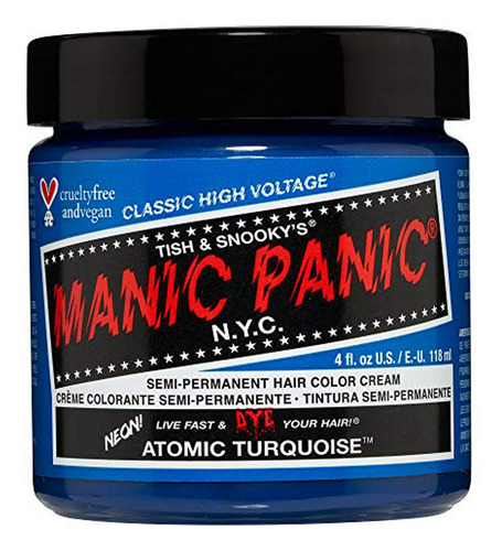 Tinte De Cabello Turquesa Atomic De Manic Panic, 4oz