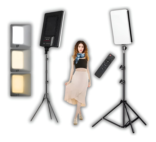 Panel Luz Led Foto Video Profesional 29x45cm Touch + Trípode Negro Blanco Neutro Frio Cálido