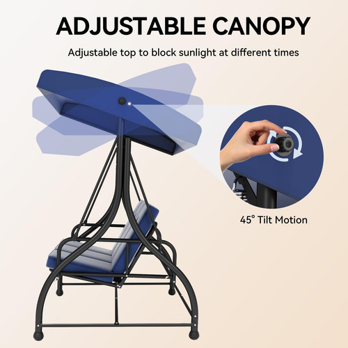 Silla Columpio De 3 Asientos Para Patio Al Aire Libre Con