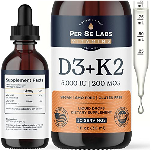 Por Se Labs Vitamina D3 K2 Liquid Drops D3 5,000 Iu + 4yyvi